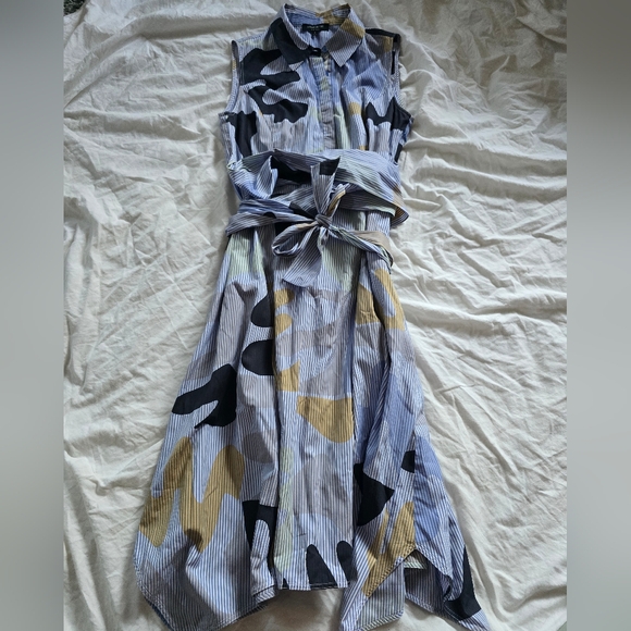 Lafayette 148 New York Cordelia Printed Midi Shirt Dress Designer - Picture 6 of 12